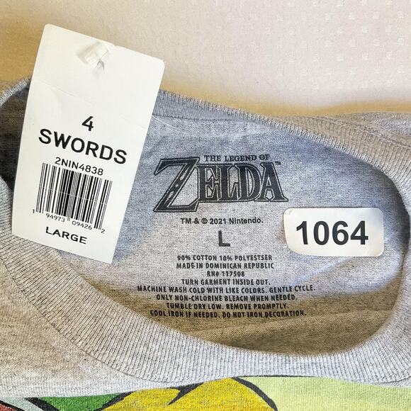 Nintendo Men Shirt L Gray Link Zelda Graphic Tee Logo Short Sleeve - Picture 2 of 7